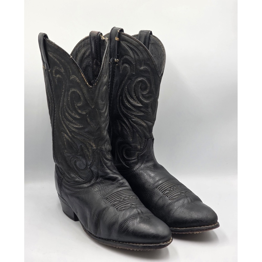Laredo 6830 Mens Vintage Deer Leather Western Cowboy Boots Black 9.5 D USA